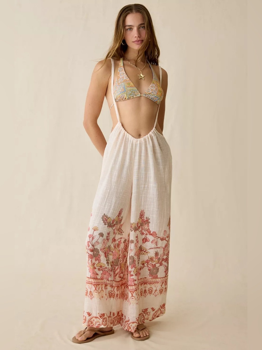 UO Out From Under Sand Babe Gauze Overalls